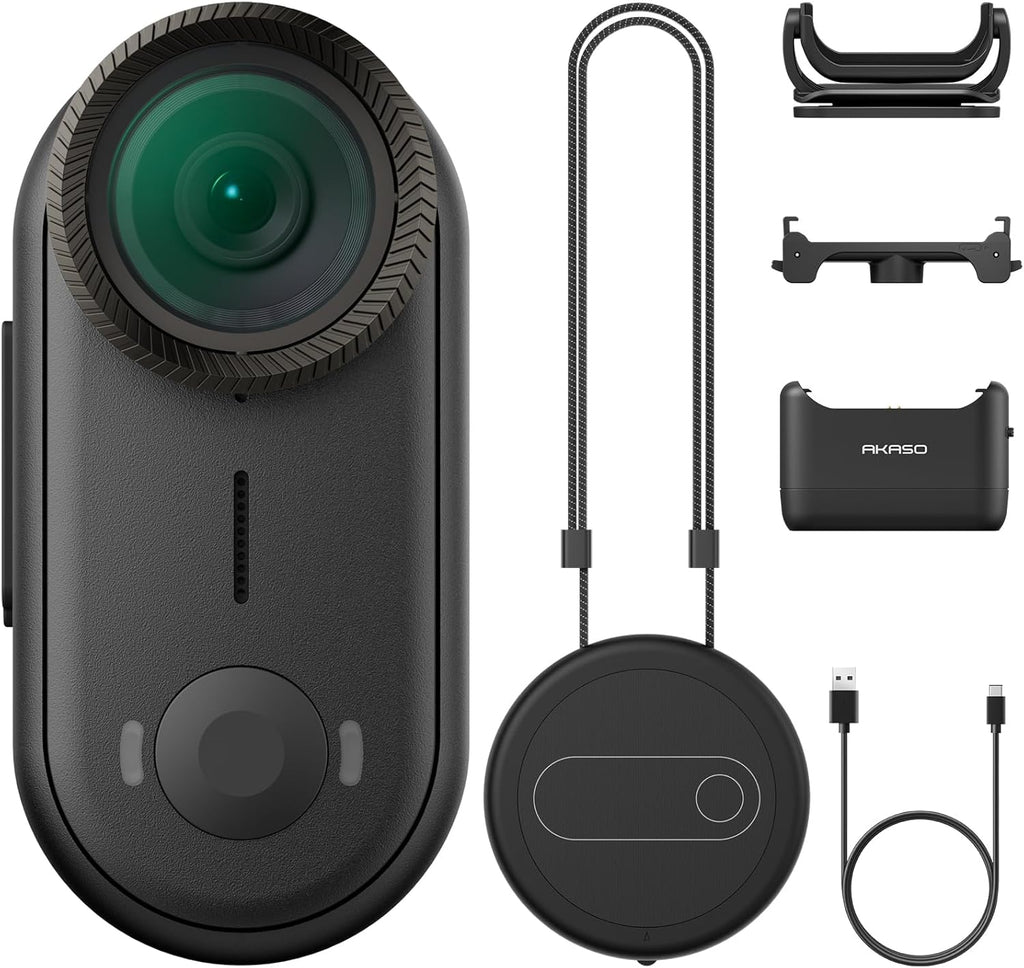AKASO Keychain3 4K Thumb Action Camera - Tiny Body Camera, Hands-Free POVs, Mount Anywhere, Stabilization, 360 Min Battery Life, 9.8ft Waterproof Portable Vlogging Camera, Pet POV (64GB, Black)
