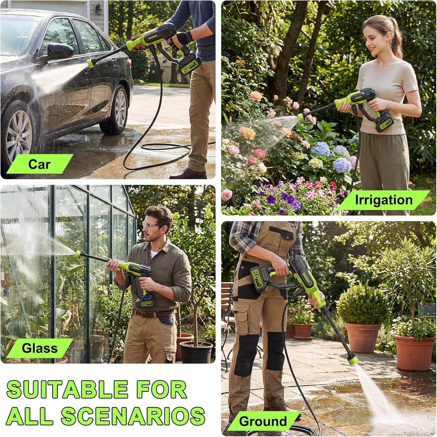 Cordless Portable Washer, Handheld Washer with 3 Adjustable Modes, 23FT High-Elastic Hose & 6-in-1 Nozzle, Suitable for Car, Garden, Patio and Home Cleaning