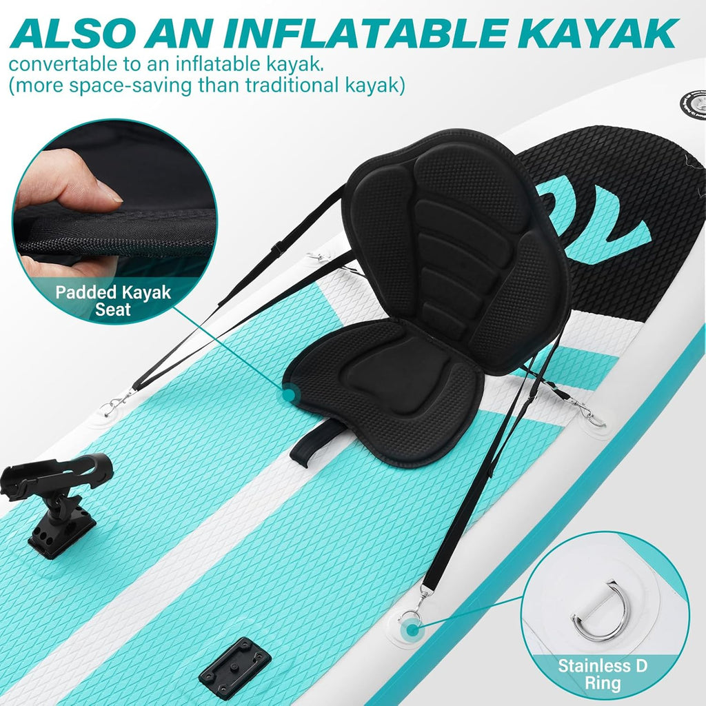 Paddle Board 11'x33 x6 Extra Wide Inflatable Stand Up Paddle Board with Hand Pump,Leash, Adjustable Paddle For Basic Version, Extra Kayak Paddle Kayak Seat 2 Fishing Mounts For Fishing Version