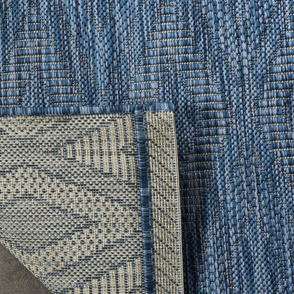 SAFAVIEH Washable Rug Outdoor Courtyard Collection - 9' Square, Navy, Non-Shedding & Easy Cleaning, Ideal for Patio, Backyard, Mudroom (CY8522-36822)