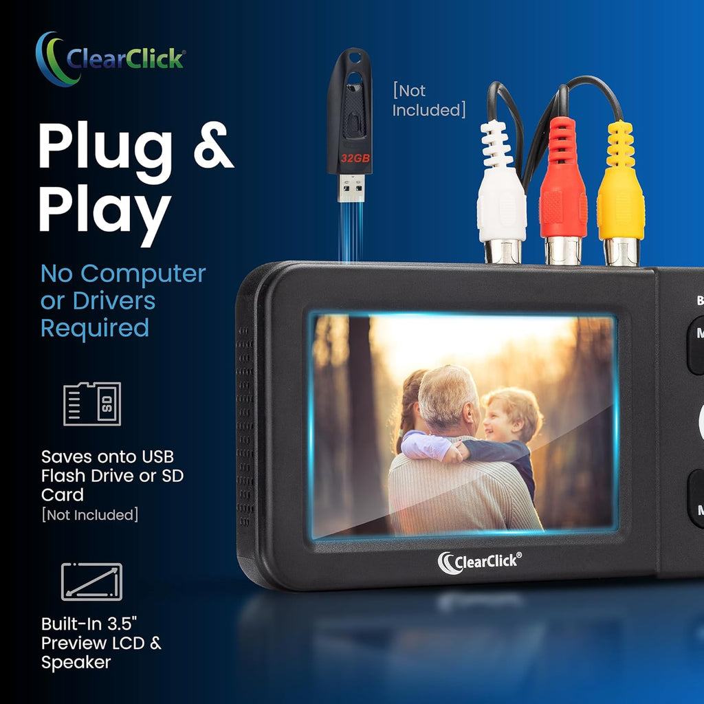 ClearClick Video to Digital Converter 2.0 (Second Generation) - Record Video from VCR's, VHS Tapes, AV, RCA, Hi8, Camcorder, DVD, Gaming Systems Requires Working VCR/Camcorder & Tapes