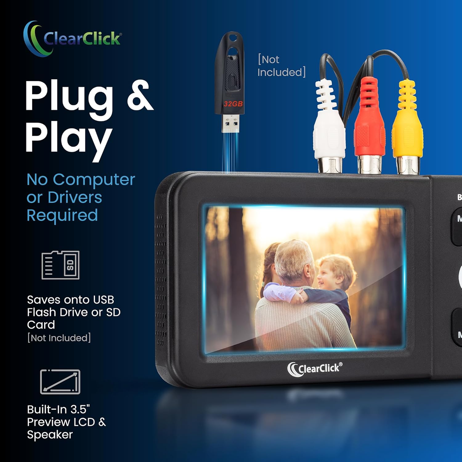 ClearClick Video to Digital Converter 2.0 (Second Generation) - Record Video from VCR's, VHS Tapes, AV, RCA, Hi8, Camcorder, DVD, Gaming Systems Requires Working VCR/Camcorder & Tapes