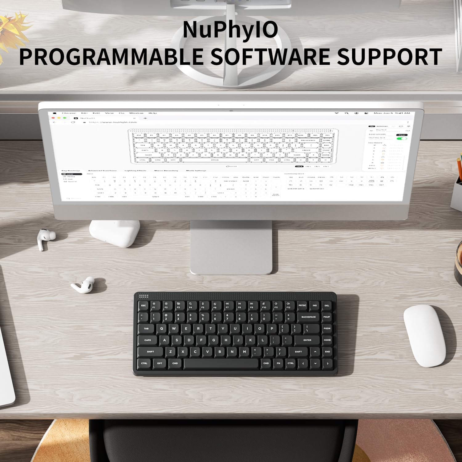 NuPhy Node75 Wireless Mechanical Keyboard, 75% Hot Swappable Custom Low Profile Keyboard, 84 Keys Computer Gaming Keyboards, Supports Touch Gestures, PBT Keycaps, RGB Backlit, Bluetooth/2.4GHz/USB-C