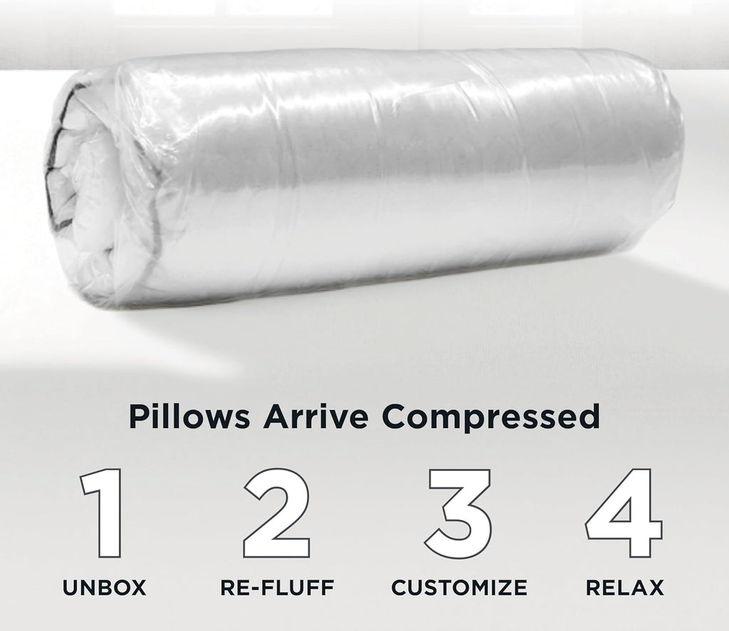 AllerEase Platinum 2-in-1 Adjustable Pillow, CleanBoost Allergen Barrier, Extra Fill, Standard/Queen - 2 Pack