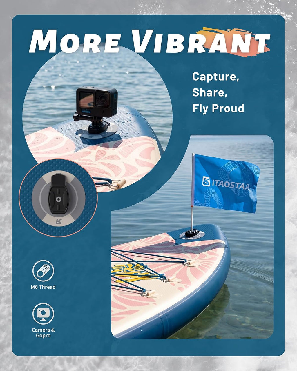 iTAOSTAR Daisy 11'6' × 35” Extra Wide Paddle Board with Seat, One-Stop Premium SUP Board Accessories, Tailored 5 Fins, Stable Stand Up Paddle Boards for Youth of All Skill Levels