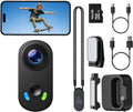 4K Mini Body Camera, Wearable Action Cam with Magnetic Mount, Charging Case, WiFi App Control POV Cam EIS Stabilization, 64GB SD Card, Hands-Free Recording for Vlogging Travel Cycling Motorcycle