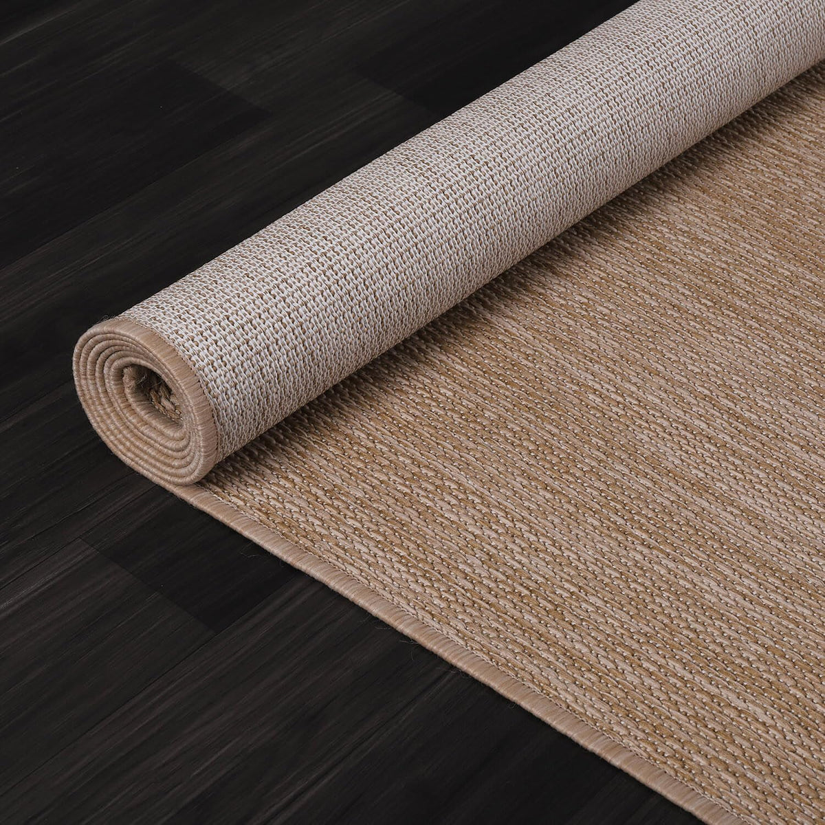 Washable Indoor Outdoor Rug 10x14 Weather Resistant Area Rugs Modern Solid Jute Rug for Porch Deck Balcony Backyard Patio Outside Carpet (10 X 14 Jute Beige)