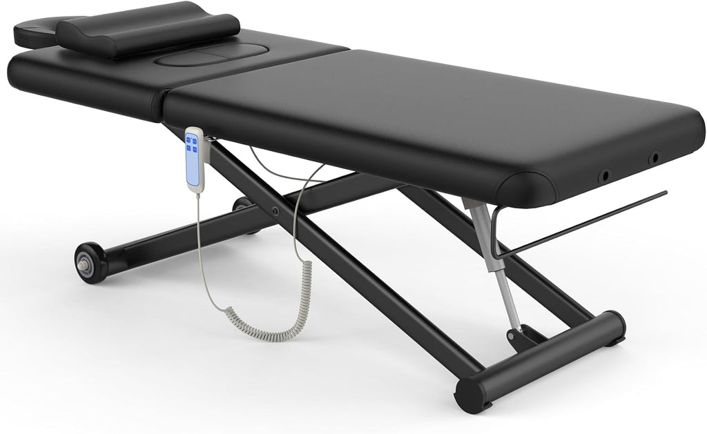 Dolonm Electric Massage Table, Heavy Duty Electric Lift and Electric Backrest 2 Motor Adjustable for Treatment/Medical Spa/Facial Bed/Beauty Bed/Massage Bed and More - 31.2 Wide x 75 Long, Black