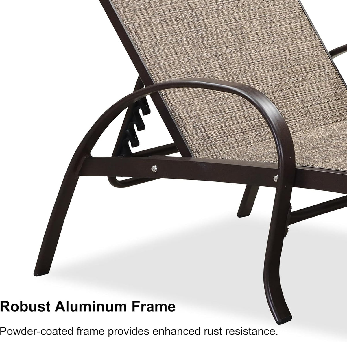PURPLE LEAF Outdoor Chaise Lounge Chair Set of 3 Patio Pool Lounger Aluminum Chairs with Side Table Adjustable Tanning Recliner for Outside Yard Deck Lawn Garden Beach Brown