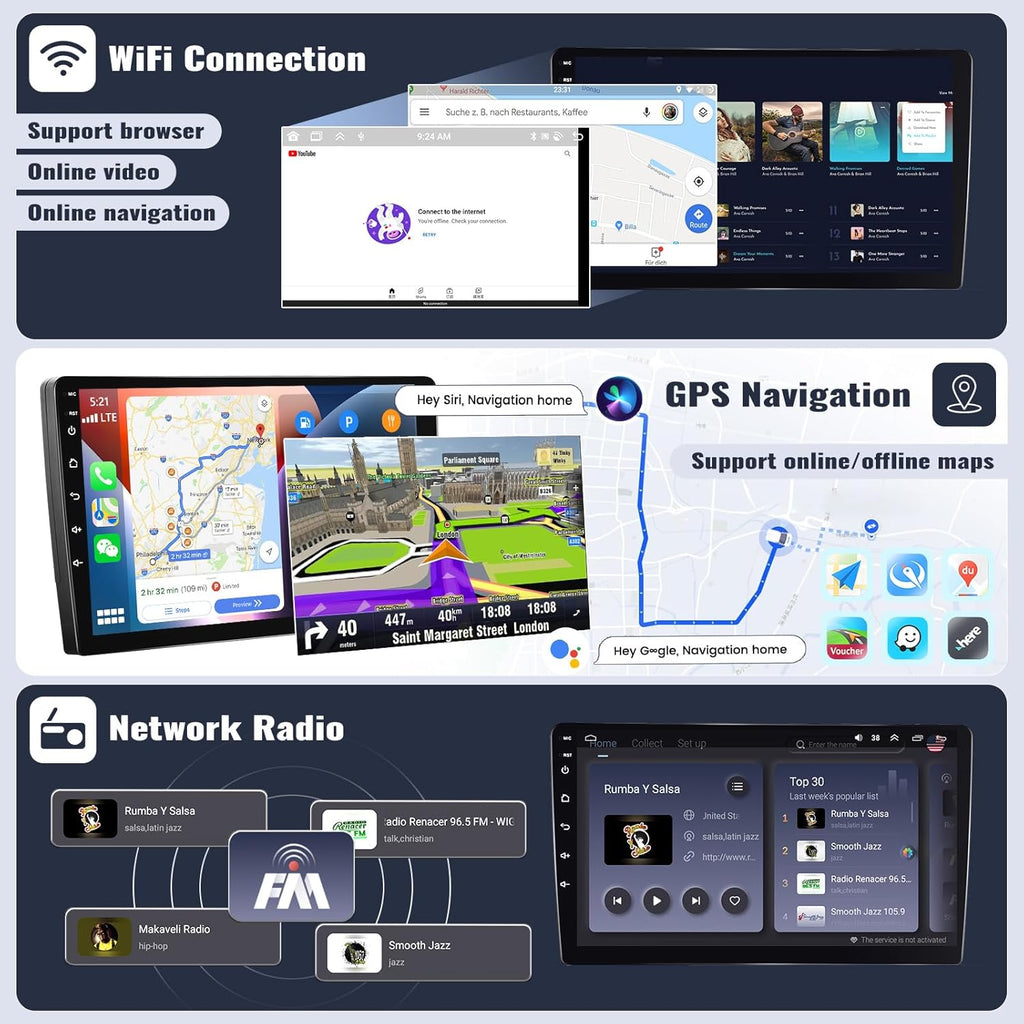 4G+64G Android 13 Car Stereo for Lexus ES250 ES300 ES330 2001-2006 9 Inch Touch Screen with CarPlay Android Auto Bluetooth Weather Forecast 59UI GPS Navigation WiFi Network Radio