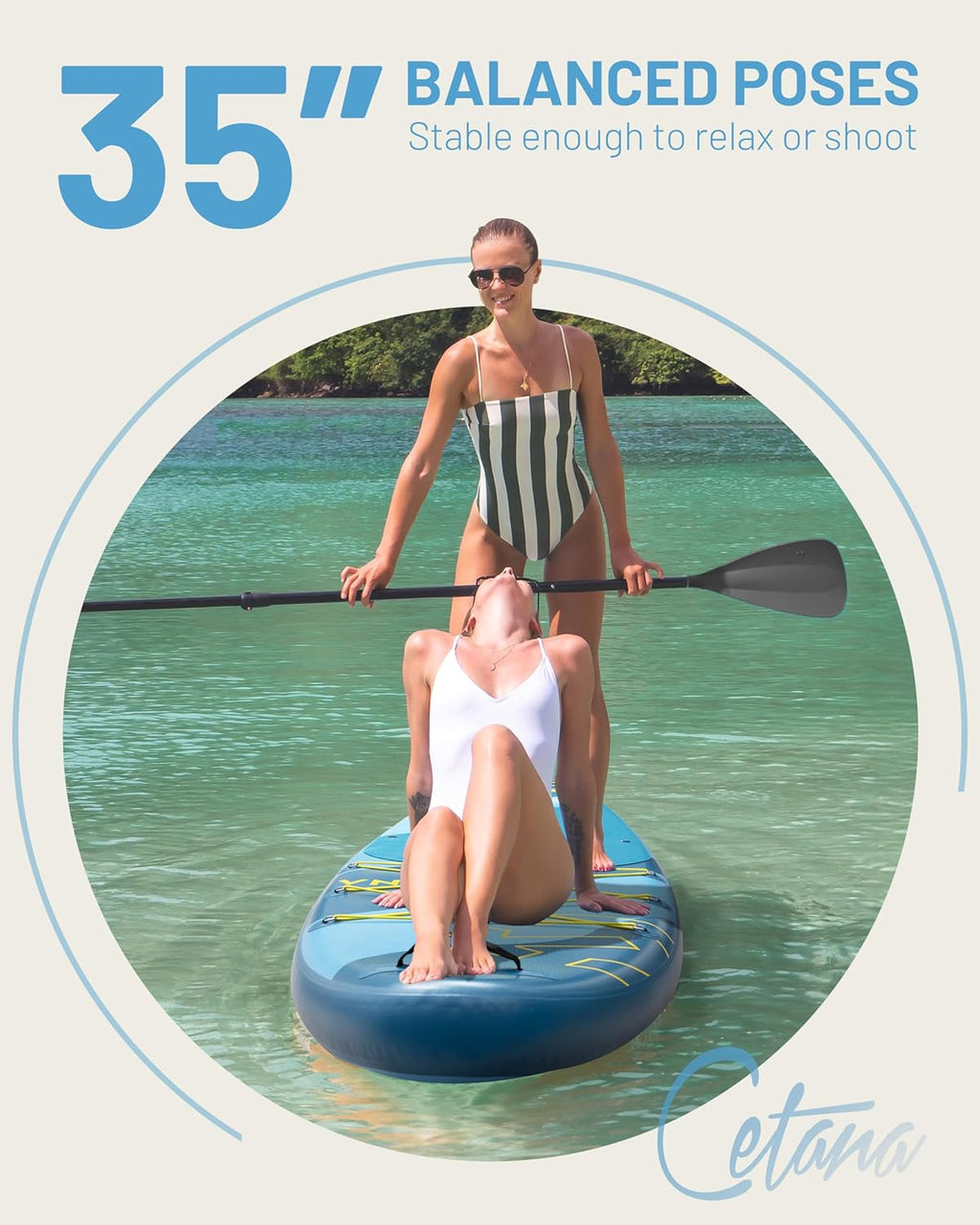 CETANA 11'6” x 35” Extra Wide Inflatable Paddle Board, 450 lb Capacity Wide Stable SUP, 2–3 Person Paddle Board for Photos, Aesthetic Photo-Ready Design, Beginner Friendly Stand Up Paddle Board