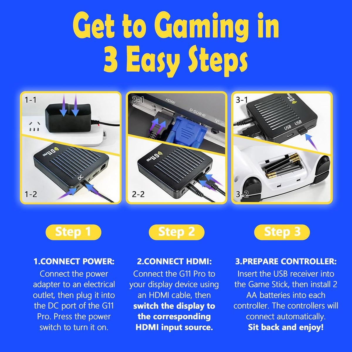 2026 Upgraded G11 Pro Game Box Console, 60,000+ Retro Gaming Console, 45+ Emulators, 4K HD HDMI TV Game Stick with Video Games, Plug & Play Game Console for TV 2 Wireless Controllers (256G)