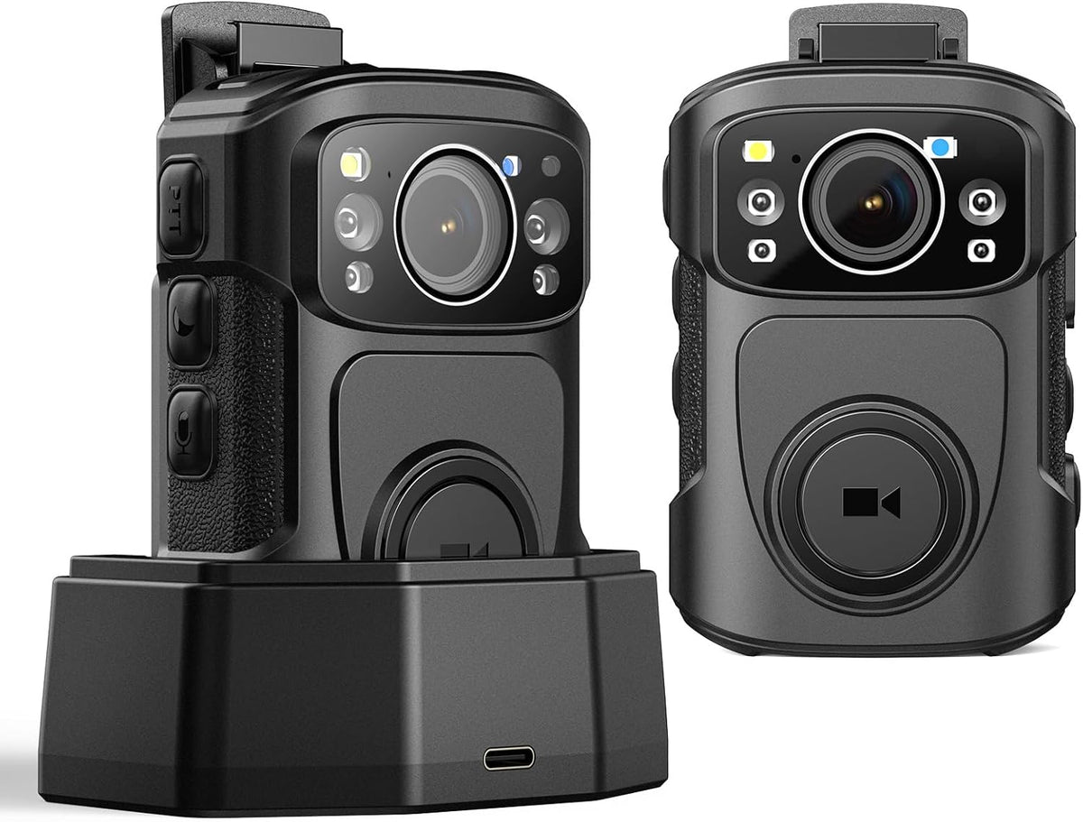 BOBLOV B4K5 4K Body Camera, 3400mAh IP68 Waterproof GPS Police 128GB Body Cams for 11Hrs(1080P Only) Video Record, Provide Charging Dock, Night Vision Video Camcorder for Personal, Guard Civilians