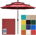 EliteShade USA 10-Year-Non-Fading 9ft 3-Tier Market Patio Umbrella, Commercial Grade Outdoor Table Umbrella with Crank Open, Windproof & UPF 50+ UV Protection, Heavy Duty Ventilation for Garden, Deck, Pool, Backyard, Beach & Bistro, Burgundy