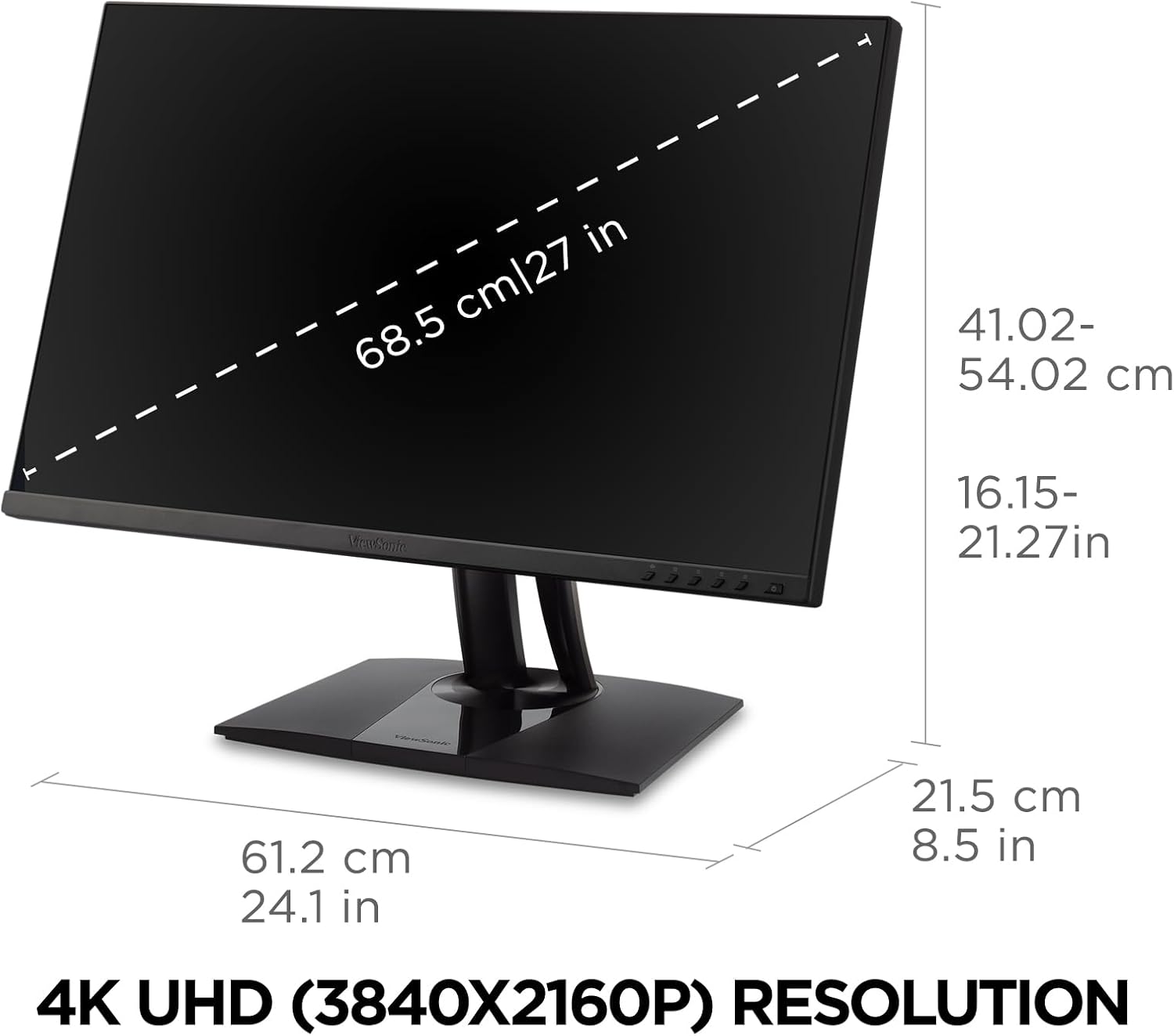 ViewSonic VP275-4K 27 Inch IPS 4K UHD Monitor Designed for Surface, 60W USB C, HDMI and DisplayPort (Renewed)