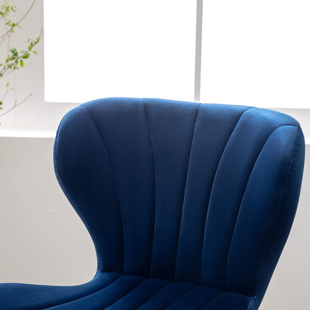 Roundhill Furniture Ellston Velvet Adjustable Swivel Barstools in Blue, Set of 2