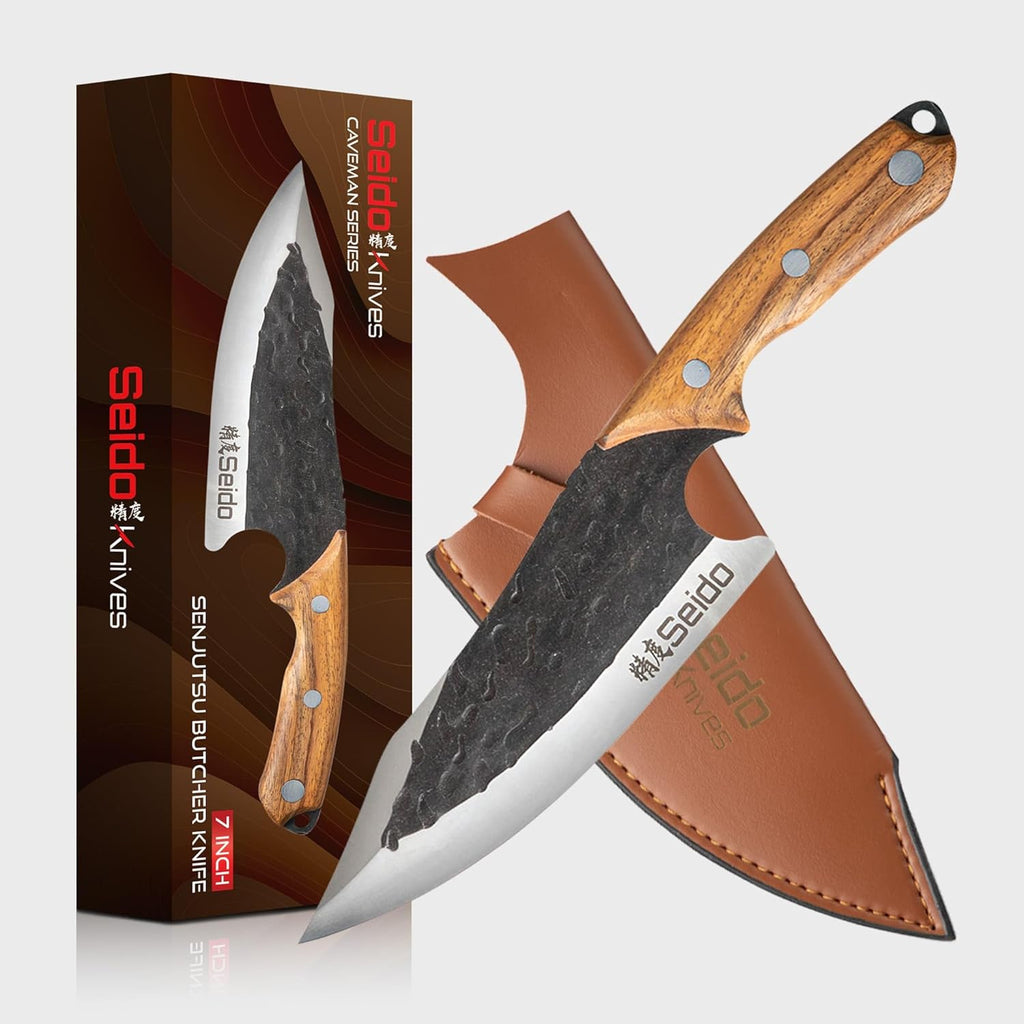 Seido Knives Senjutsu Butcher Knife | Versatile Precision for Culinary Mastery Perfect for Outdoor BBQ Camping, Meat Slicing Multipurpose Knife | Ideal gift for Birthday, Wedding, Graduation