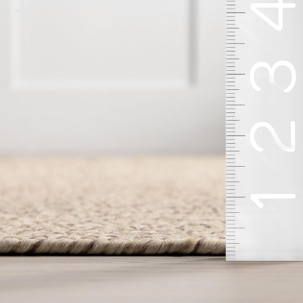 nuLOOM 5' x 8' Solid Hand Braided Indoor/Outdoor Area Rug, Pet-Friendly, High Traffic, Weather Resistant, for Patio, Balcony, Bedroom, Living Room, Dining Room, Wynn Tan