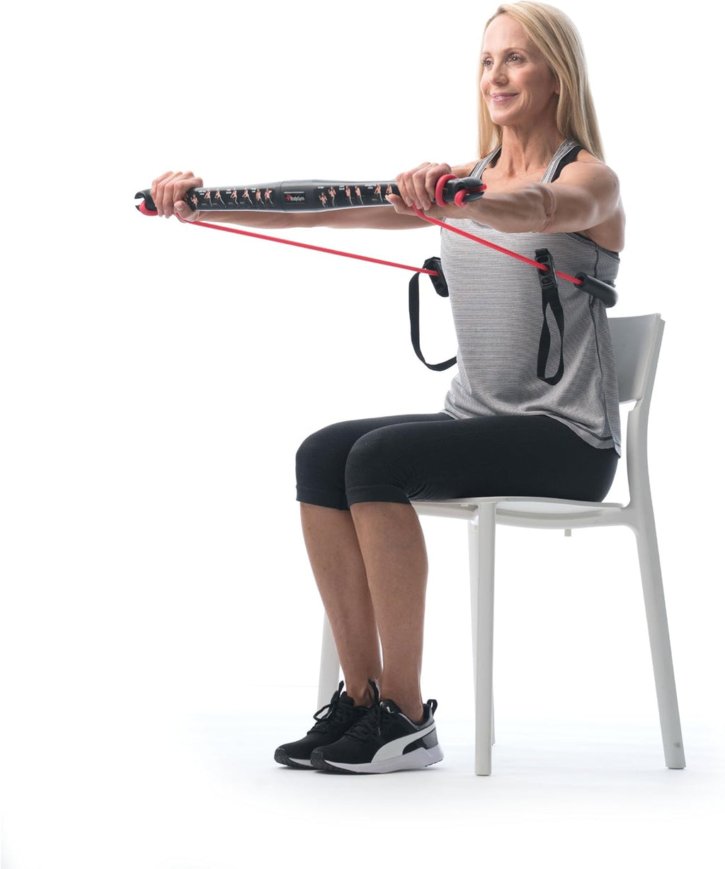 Core System Portable Home Gym - Resistance Trainer All-in-One Band + Bar Kit, Full Body Workout: Improve Fitness, Build Muscle, Strength Exercises with Marie Osmond Workout DVD Included