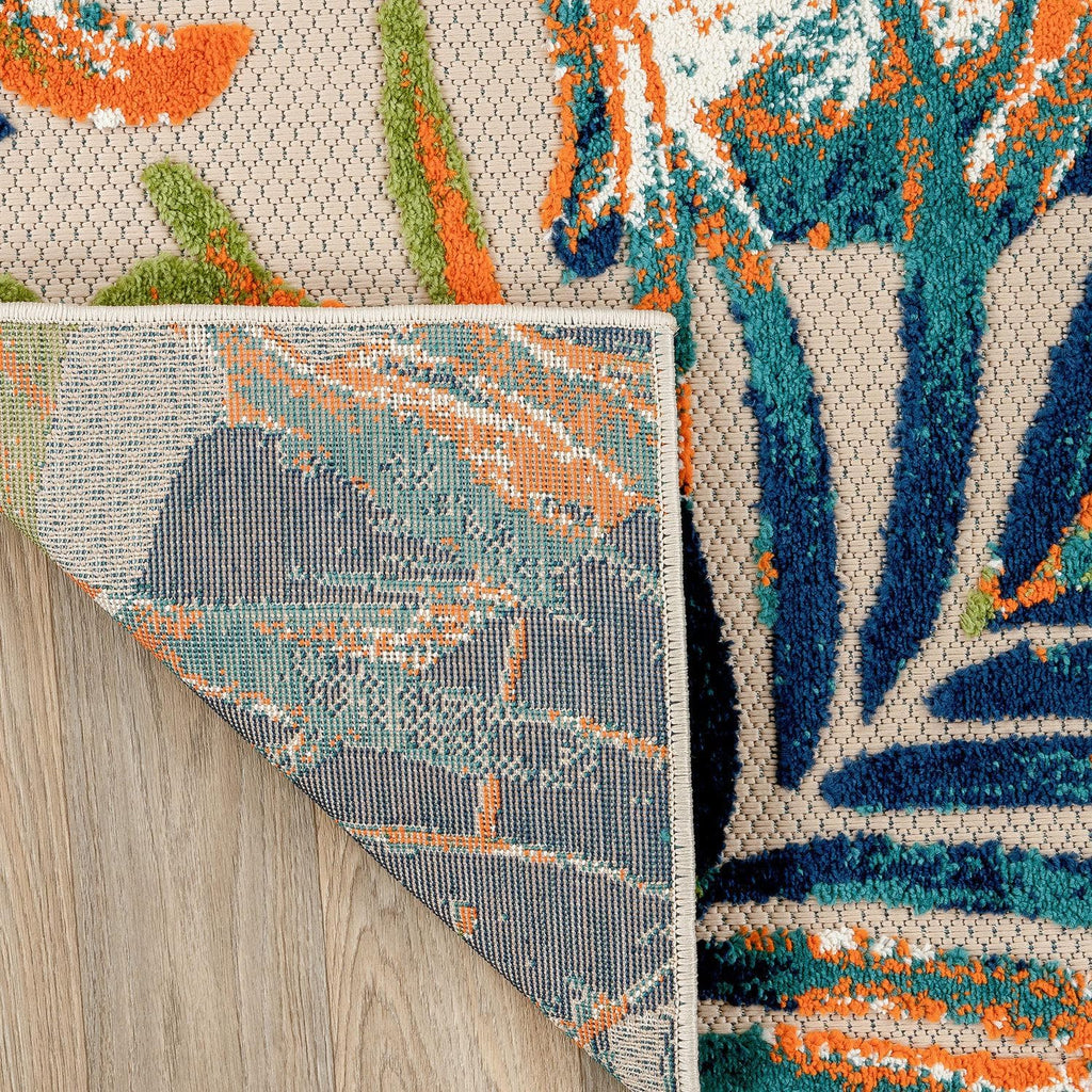 Rugshop Tropical Floral Leaves Indoor/Outdoor Area Rug Durable Polypropylene, Non-Shedding, Easy to Clean, Perfect for Patio, Backyard, Deck and Outdoor Lounge High Traffic Areas, 10' x 14'