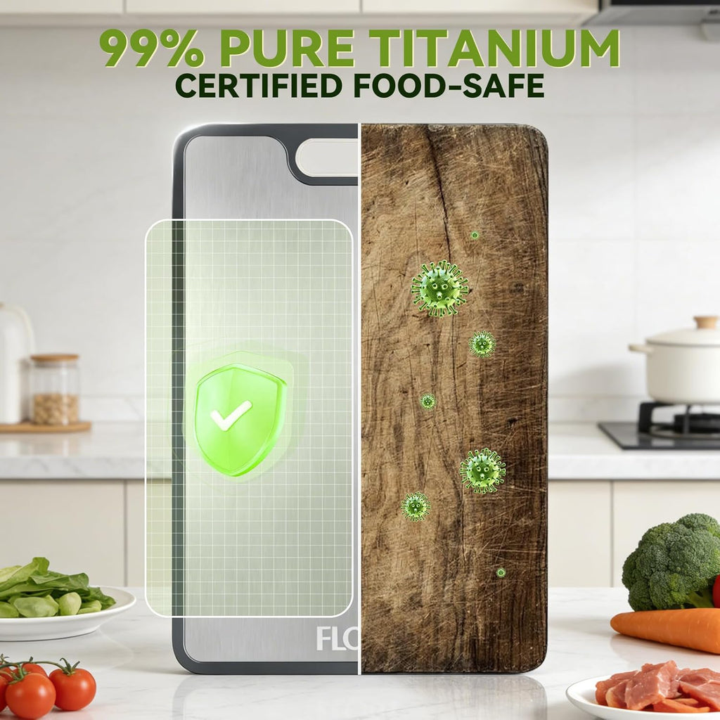 R FLORY Titanium Cutting Board for Kitchen Set of 3, 2-in-1 Double-Sided Chopping Board, Titanium/PP Large Cutting Boards, 18”x12”,(S+M+L)