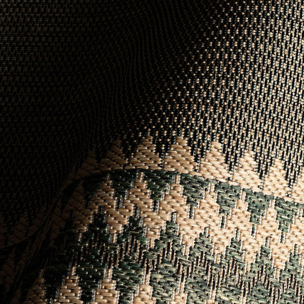Dash & Albert Essoria Green Indoor/Outdoor Rug Rug, 8 X 10 Feet, Green/Black Bordered Pattern
