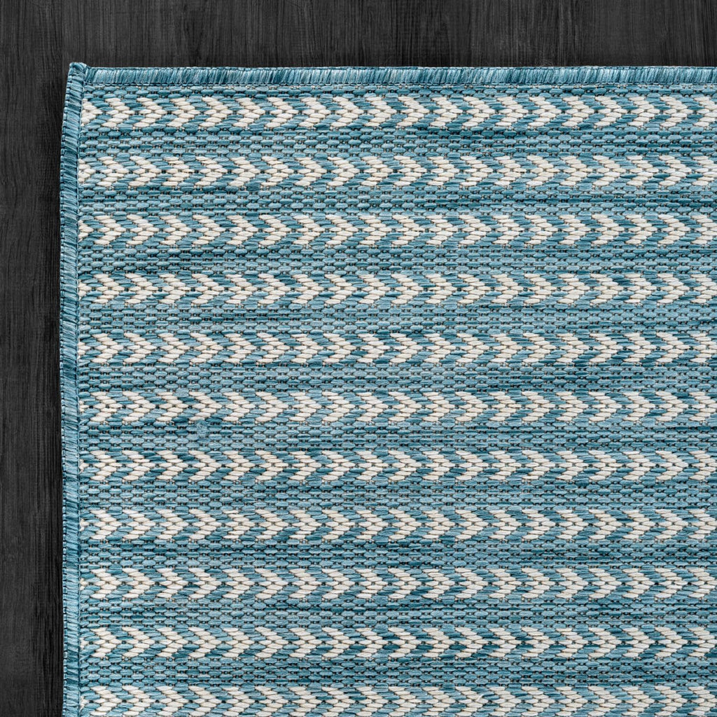 Washable Outdoor Rug 9x12 Modern Area Rugs Outdoor Carpets Striped Pattern Non Shedding Waterproof Easy Clean Patio Deck Porch Living Room Bedroom Garden RV (9 X 12 Aqua)
