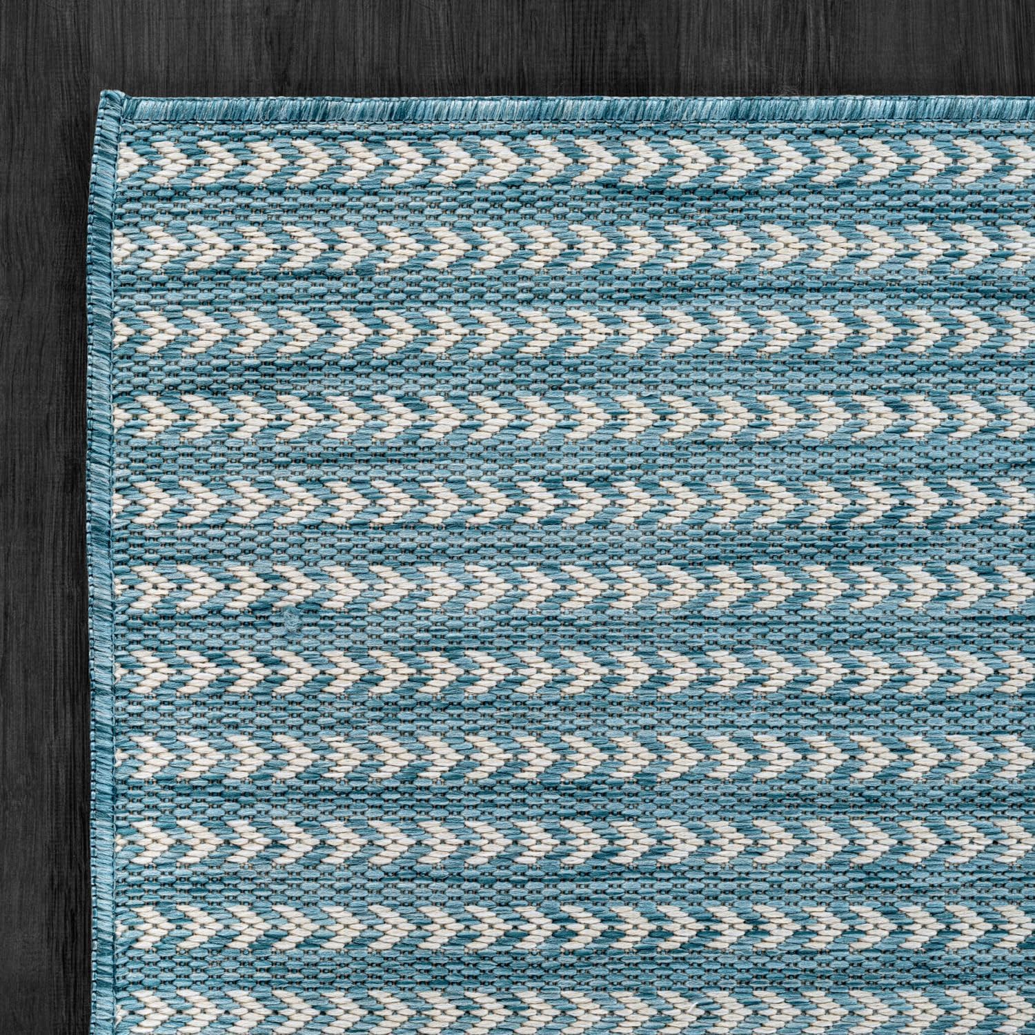 Washable Outdoor Rug 9x12 Modern Area Rugs Outdoor Carpets Striped Pattern Non Shedding Waterproof Easy Clean Patio Deck Porch Living Room Bedroom Garden RV (9 X 12 Aqua)