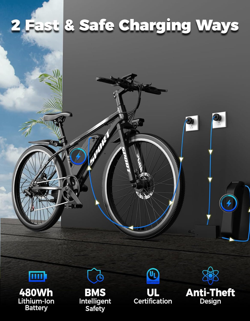 ASKGO Electric Bike for Adults, 1500W Peak Mountain Ebike with 25 MPH, 65 Miles Range, 7 Speeds, 48V 10.4Ah Removable Battery Ebike, 26" Electric Bicycle for Commute