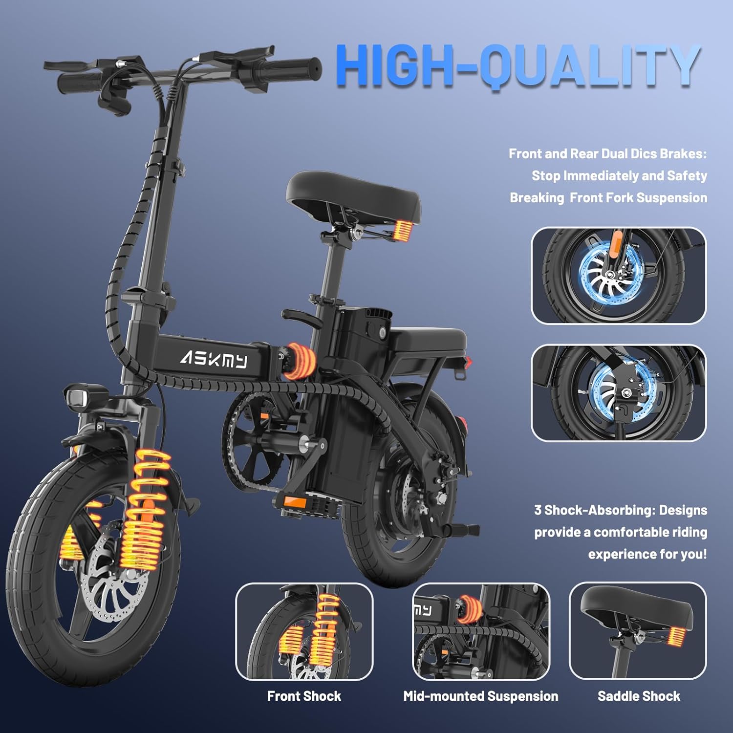 Foldable Electric Bike for Adults and Teens, 740W Peak Motor Ebike with 48V 10AH/20AH Removable Battery, 30-60 Miles PAS Range, 14" Folding Mini E-Bike, 20MPH Electric Bicycle for Daily Commuting