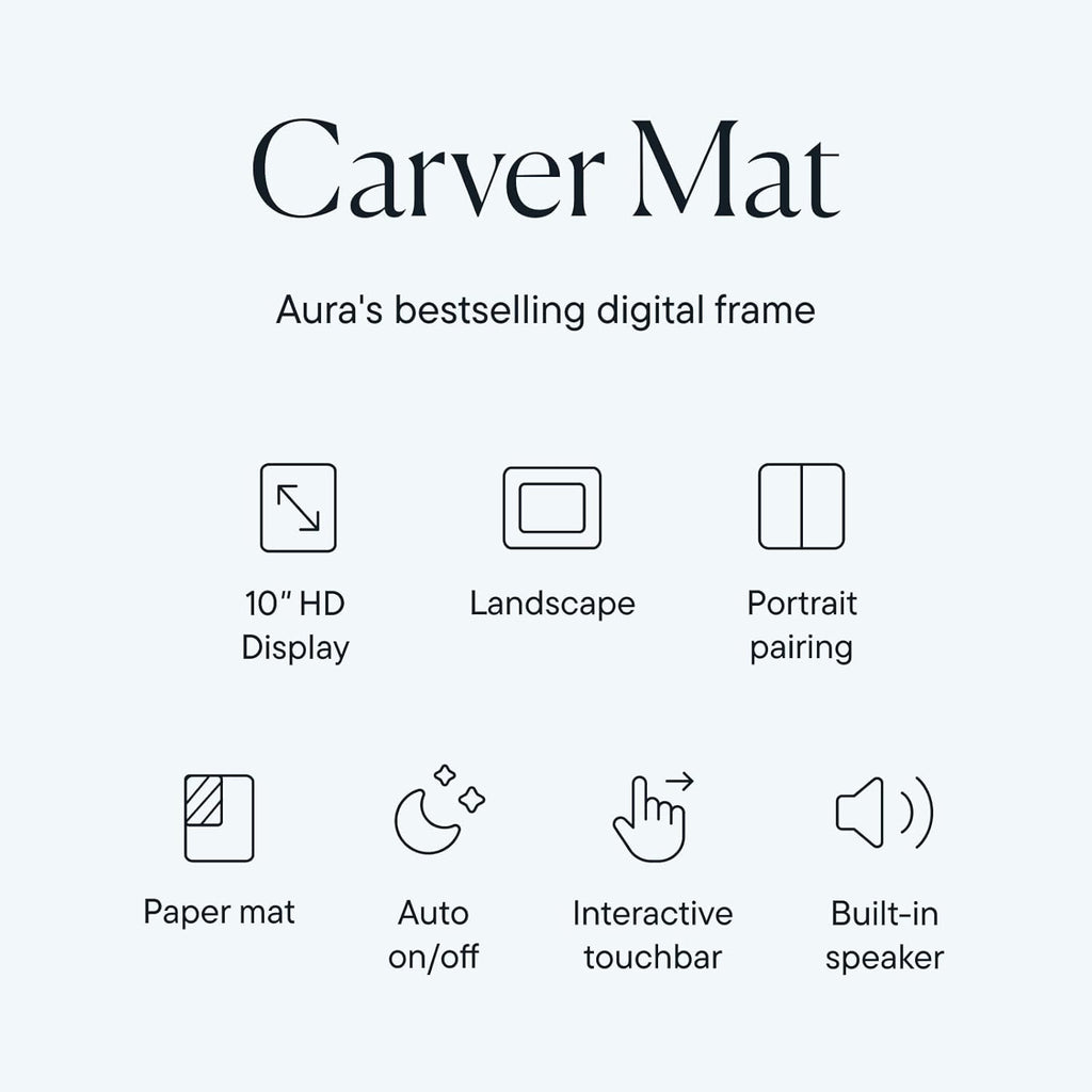 Aura Carver 10" HD WiFi Digital Picture Frame – Free Unlimited Cloud Storage – Send Photos from Phone – No Subscription – Auto On/Off – Gift for Parents & Grandparents – Quick 1 Minute Setup