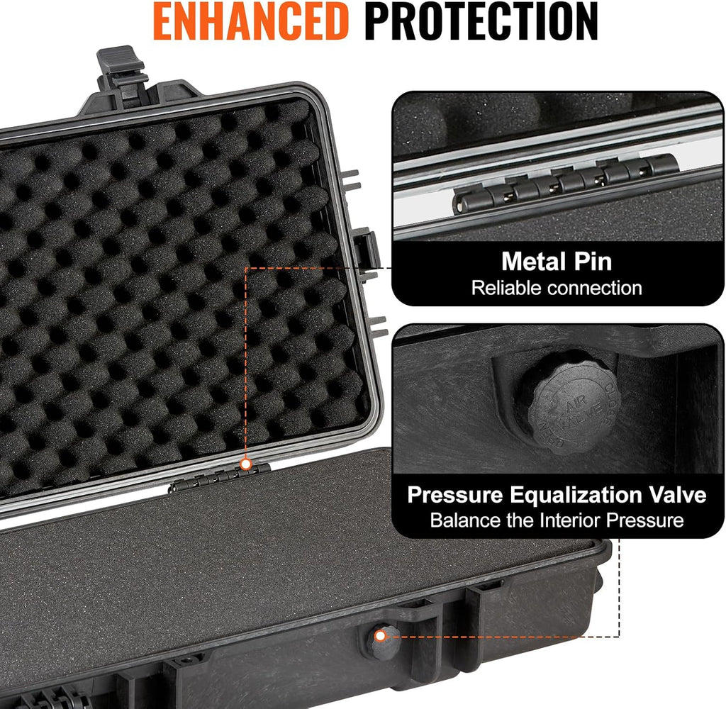 VEVOR Rifle Case, Rifle Hard Case with 4 Layers Fully-protective Foams, Lockable Hard Gun Case with Wheels, IP67 Waterproof & Crushproof, for Rifles or Shotguns