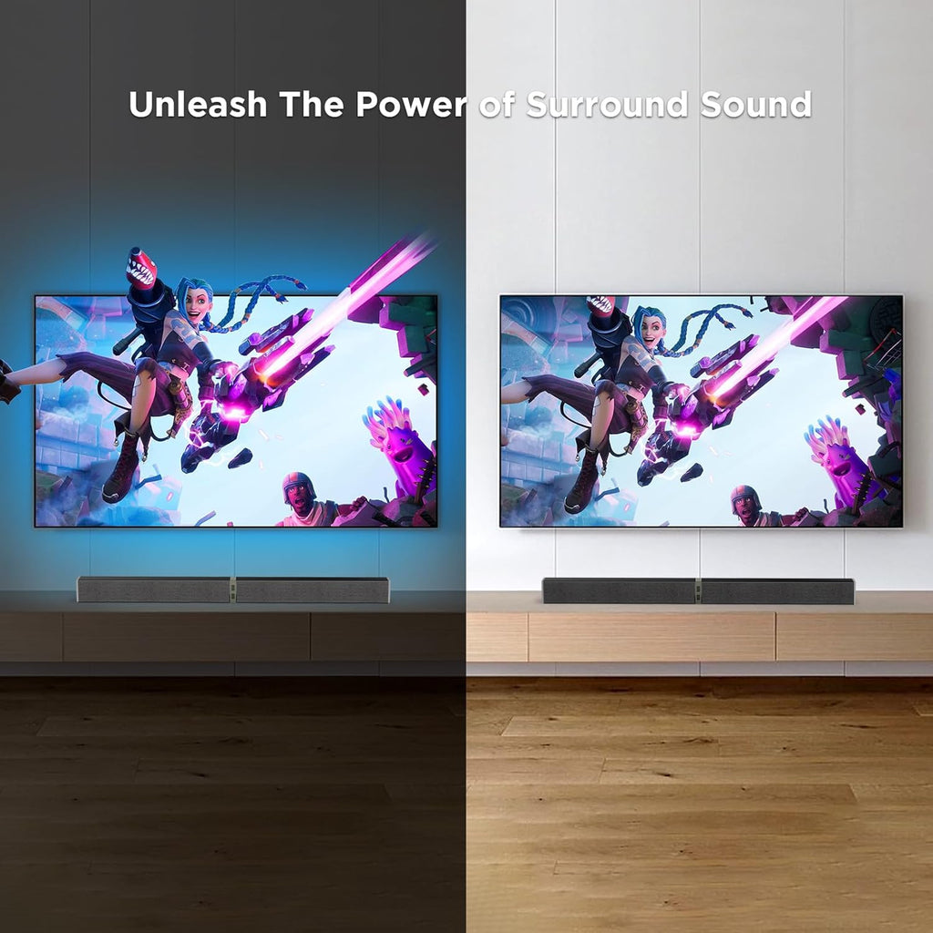 MZEIBO Sound Bar for Smart TV .80W Detachable Bluetooth Soundbar with Powerful Bass, 2-in-1 Home Theater Audio System, ARC/Optical/AUX Connectivity for TV/PC/Laptop/Game Console