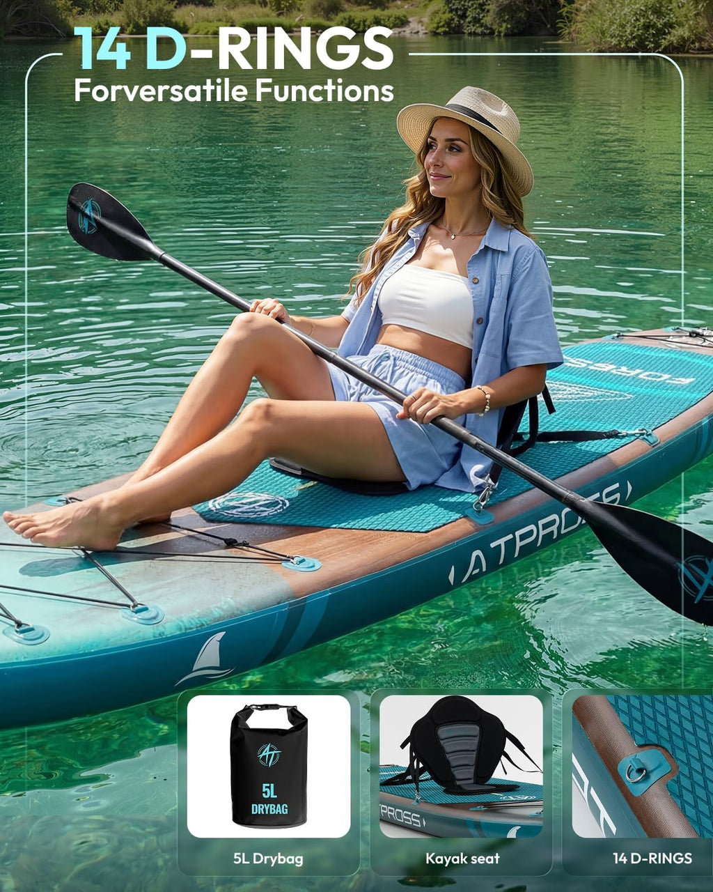 11'6"x35" Inflatable Paddle Board, 450lbs Extra Wide Stand Up Paddleboard for Adults with Premium SUP Accessories Kit & Backpack, Blow Up Kayak Non-Slip Stable Deck Boat for Yoga Fishing Surf
