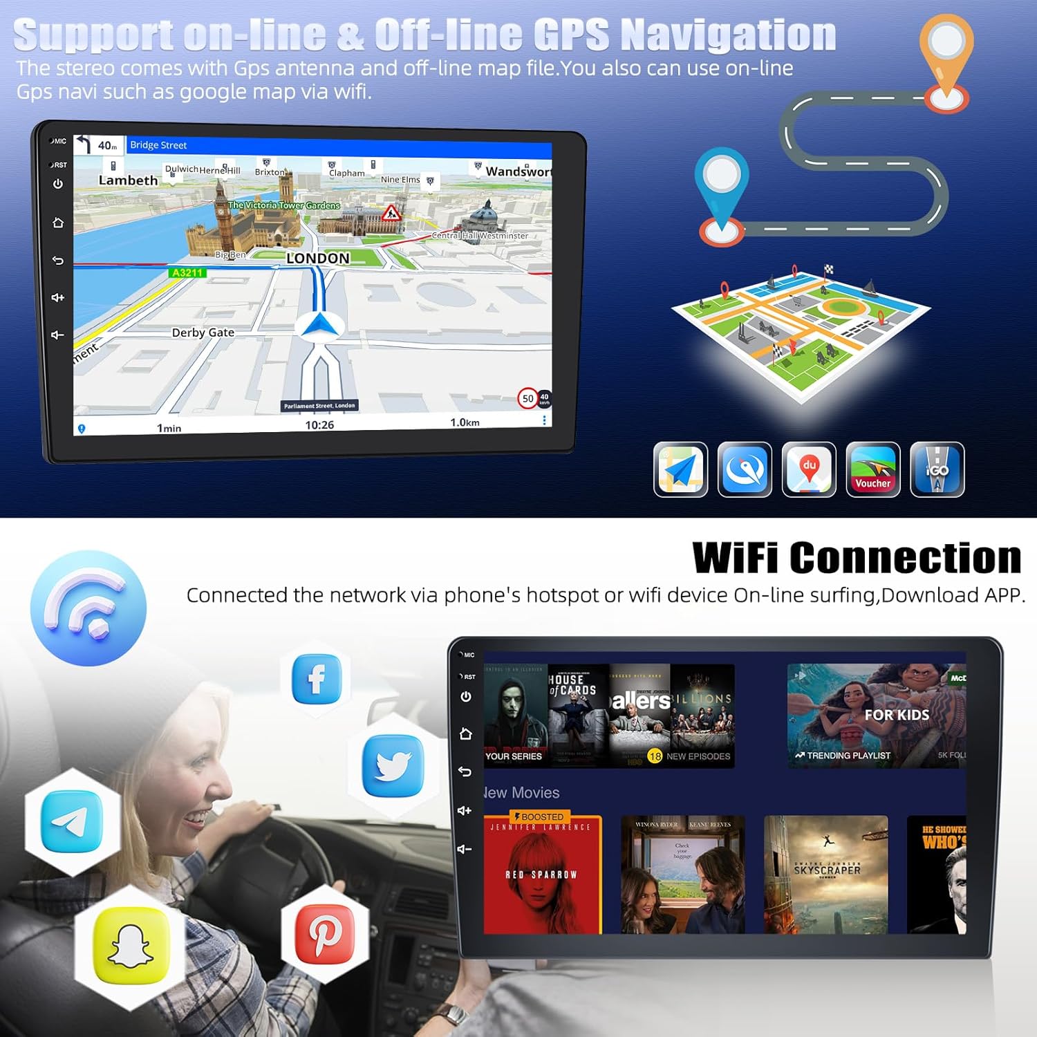 2+64G Android 15 Car Stereo for Kia Optima K5 2010 2011 2012 2013 with Wireless Carplay Android Auto,9" Touchscreen Car Radio with WiFi GPS Mirror Link Bluetooth EQ FM RDS SWC