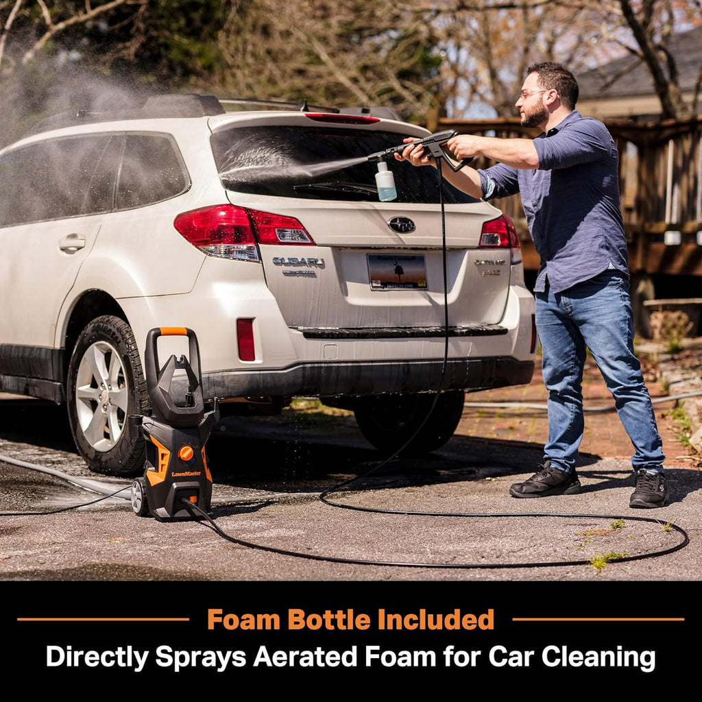 LawnMaster LT306-1800C Electric Pressure Washer 13 Amp 1.4 GPM 2100 Max PSI CSA Certified with Foam Bottle