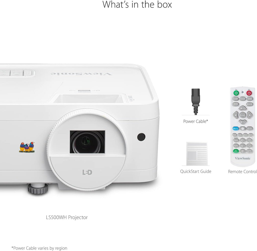 ViewSonic LS500WH 2000 ANSI Lumens WXGA LED Projector, Auto Power Off, 360-Degree Orientation for Business and Education (Renewed)