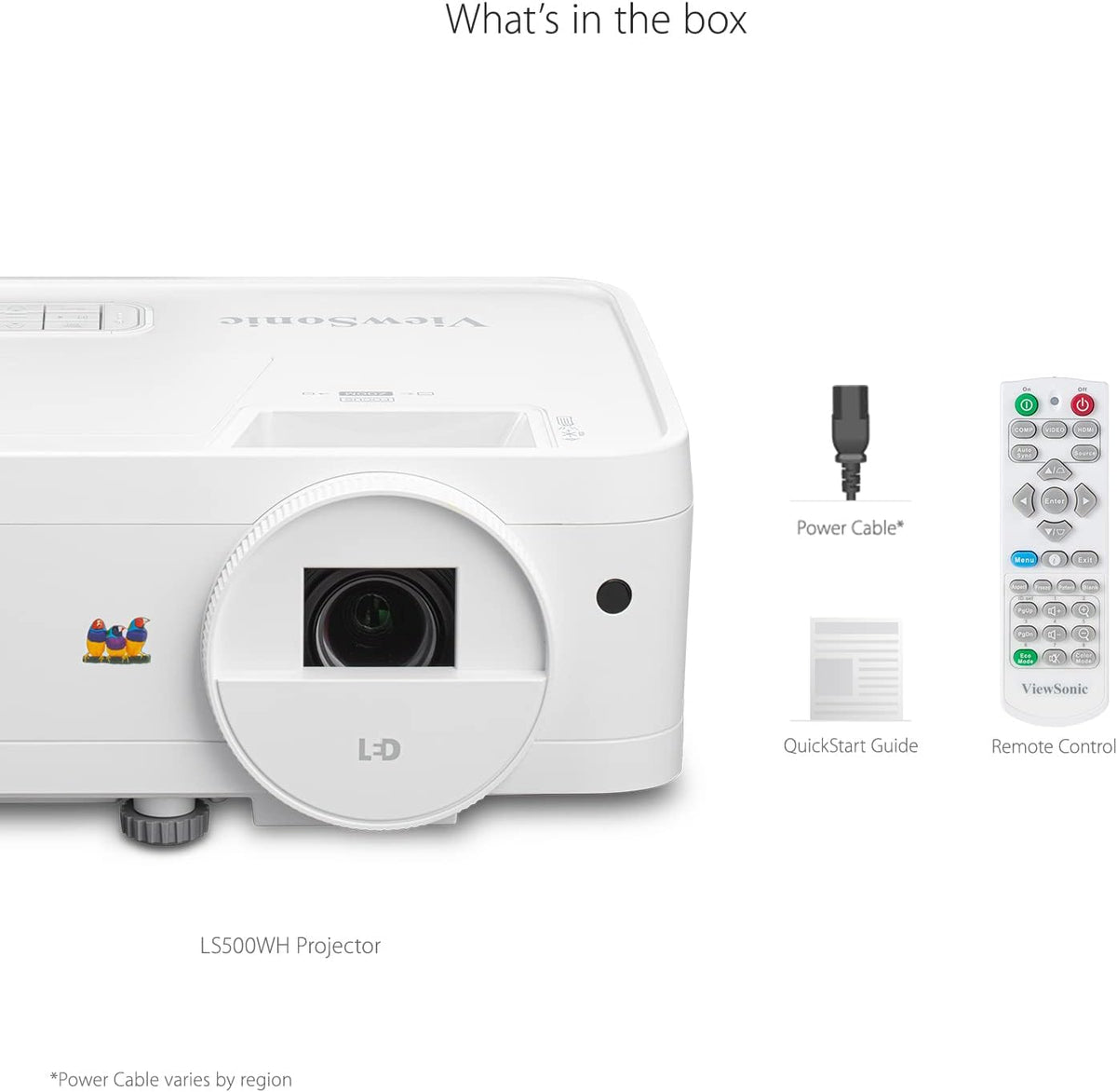 ViewSonic LS500WH 2000 ANSI Lumens WXGA LED Projector, Auto Power Off, 360-Degree Orientation for Business and Education (Renewed)