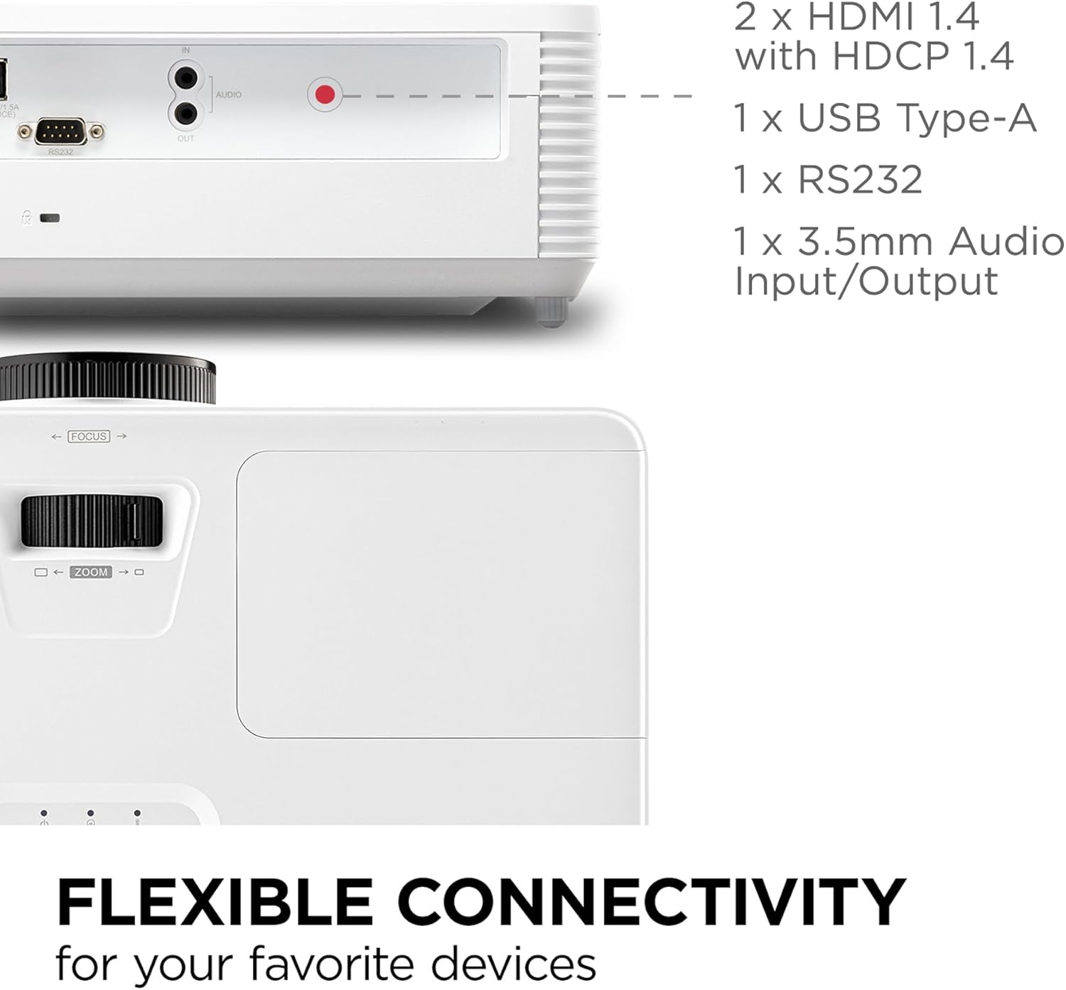 ViewSonic PA503HD 4000 Lumens High Brightness Projector with 1.1x Optical Zoom, USB, and HDMI inputs for Home and Office (Renewed)