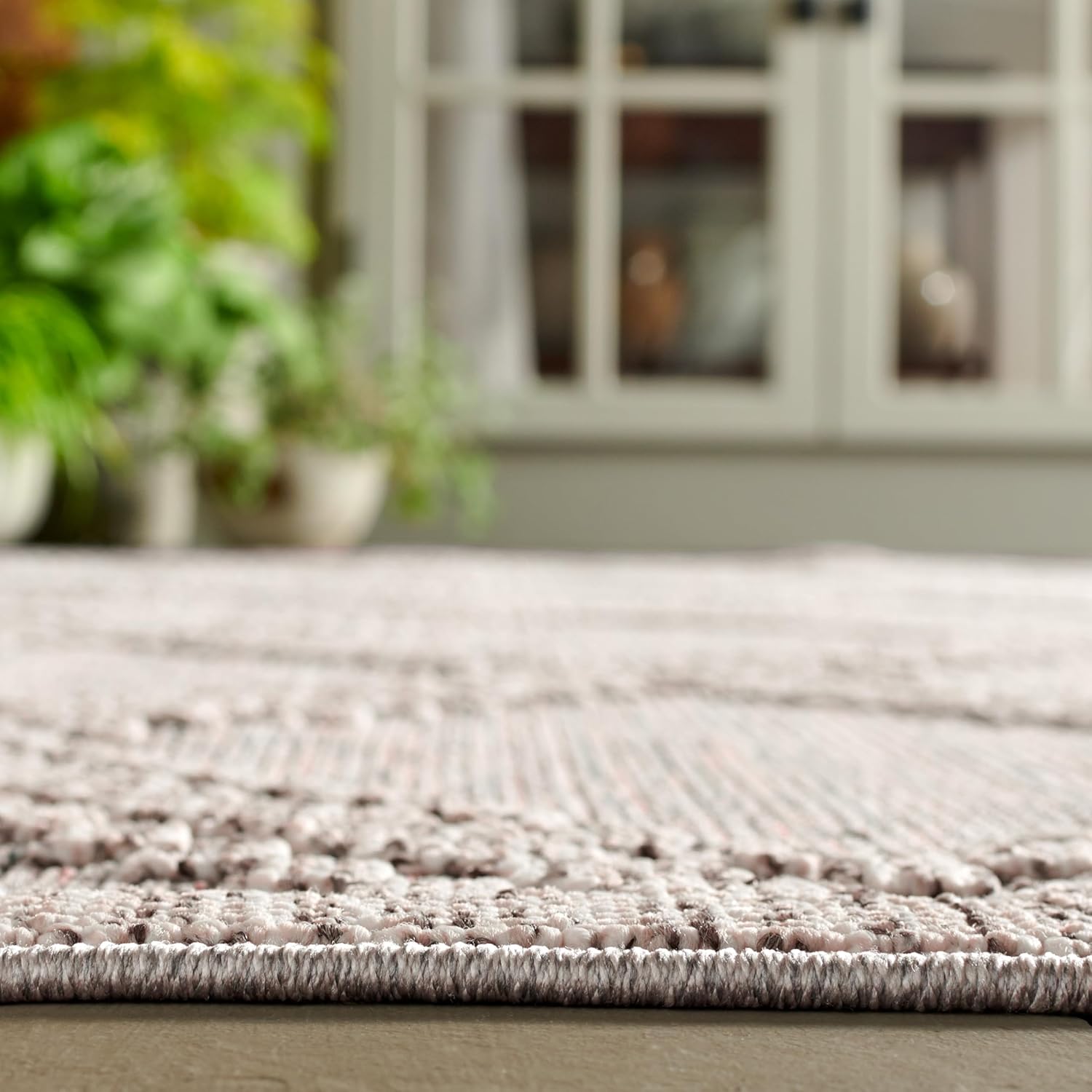 Martha Stewart x SAFAVIEH Outdoor Area Rug Collection - 9' x 12', Grey & Light Grey, Weather Resistant & Washable, Ideal for Patio, Backyard, Mudroom, Deck, Dining Space (MSRO226F)