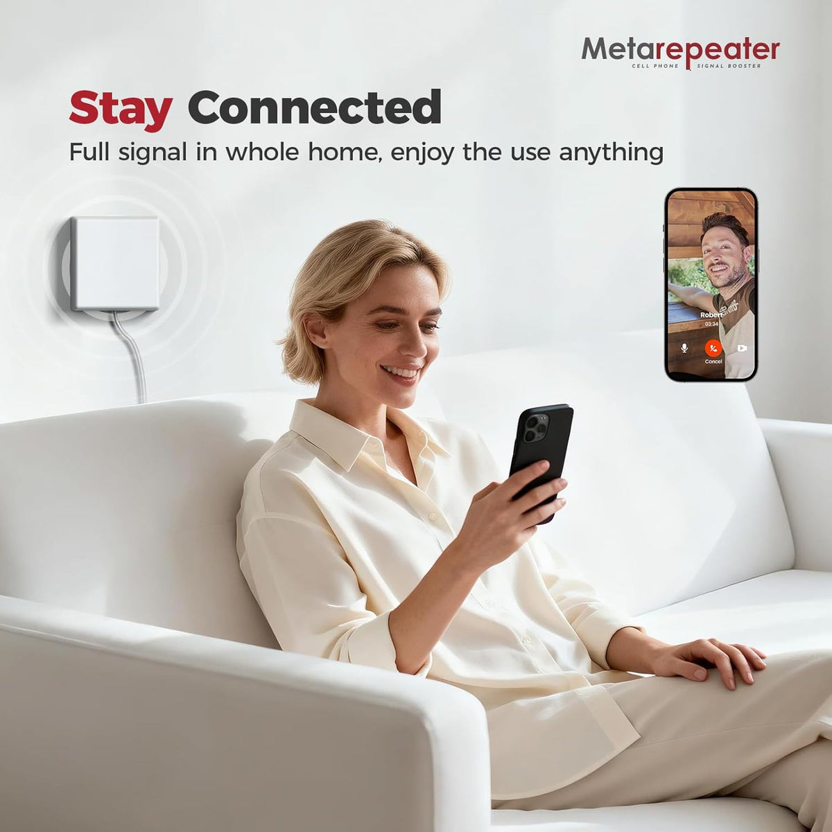 Cell Phone Booster for Home, Real Time Signal Monitor, Coverage Up to 5,000 Sq. Ft, Boost 5G 4G LTE for All U.S. Carriers, Cell Phone Signal Booster FCC Approved