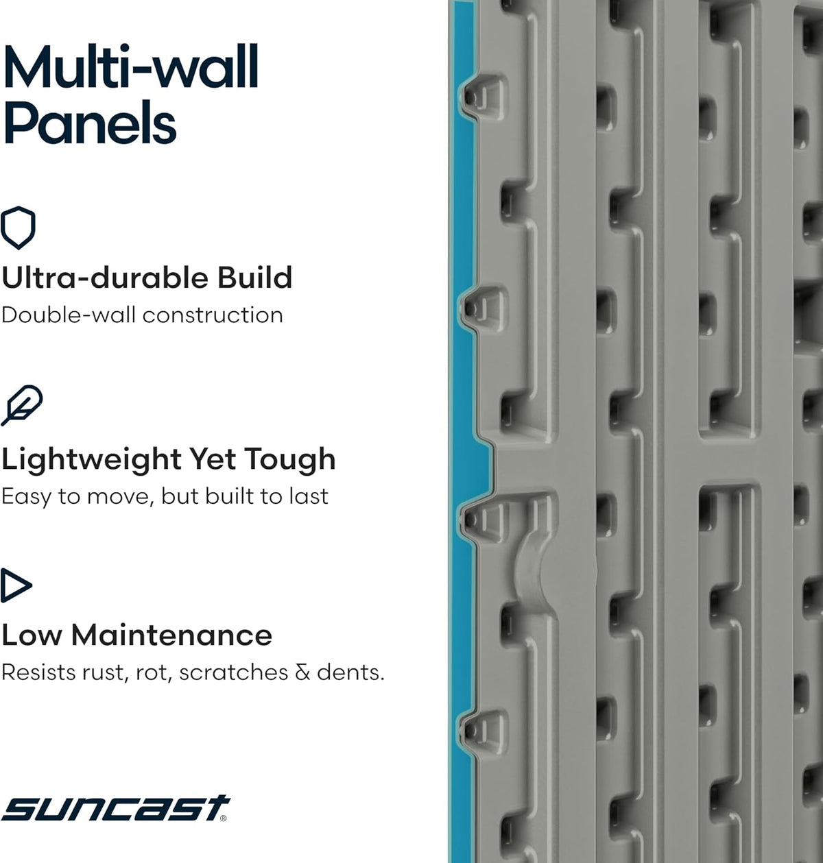 Suncast Everett 6x3 ft Vertical Storage Shed - Resin Outdoor Garden Shed with Floor, Windows, Skylight & Lockable Double Doors. Slim Yard Storage for Utility Tools & Backyard Equipment