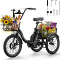 Skeri Electric Trike, Peak 1000W Electric Tricycle for Adults, 20" Folding 3-Wheel Electric Bike, Step-Thru E Trike with 624WH Removable Battery and Large Basket, Black