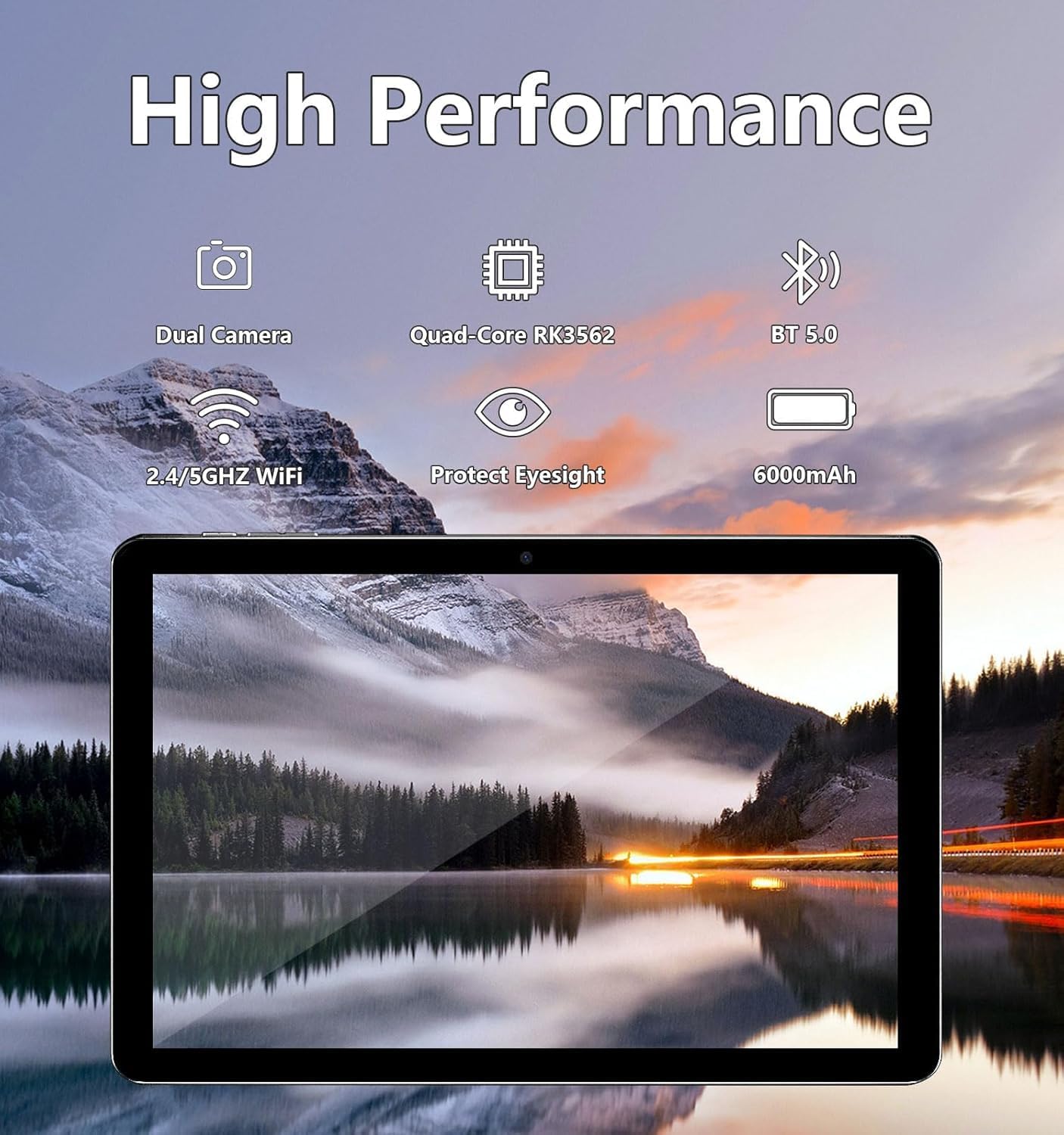 ECOPAD 10.1 Inch Tablet, Android 15 Tablets 12GB(4+8) RAM / 64GB ROM / 1TB SD Card Expansion, 1280x800 IPS HD Touchscreen, 6000mAh Battery, Bluetooth 5.0, Dual Cameras, GMS, Dual Band WiFi, Black
