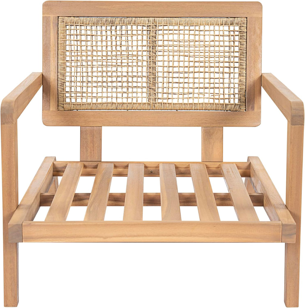 Christopher Knight Home Maeve Set of 2 Mid Century Modern Patio Furniture Acacia Wood Club Chairs, Outdoor Lounge Chairs, Relaxing Armchairs/Accent Chairs with Cushions for Patio, Light Teak+Beige