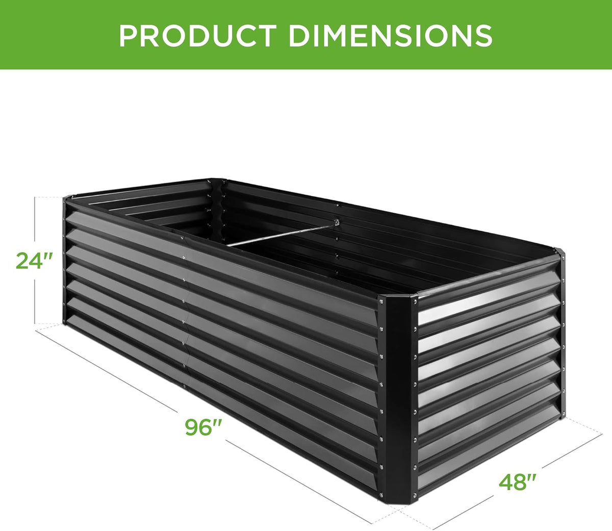 Best Choice Products 8x4x2ft Outdoor Metal Raised Garden Bed, Deep Root Planter Box for Vegetables, Herbs & Flowers, 478-Gallon Capacity, 100% Non Toxic Materials - Gray