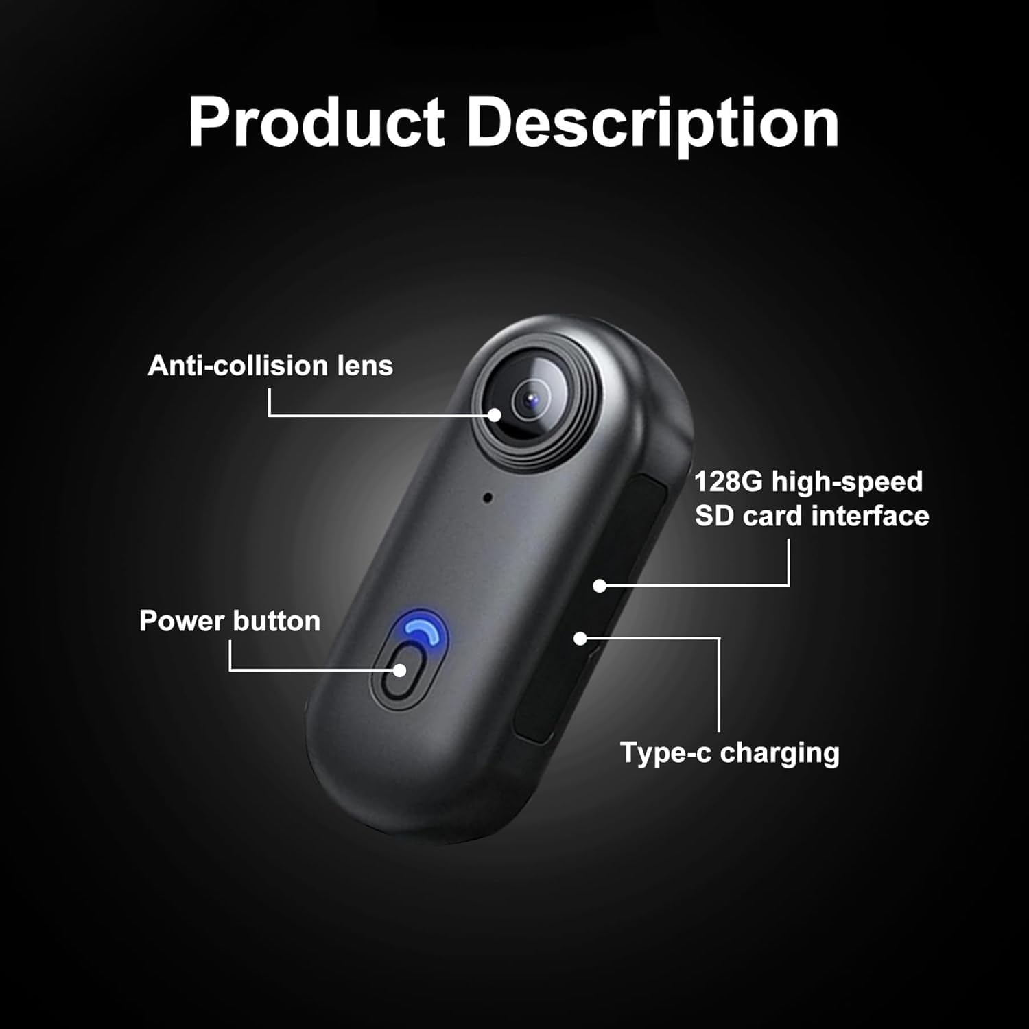Thumb Action Camera | Mini POV Sports Camera, Waterproof Action Camera the Size of a Thumb for Running, Cycling, Hiking, Swimming, Outdoor Adventures, Vlogging (Black, 128, GB)