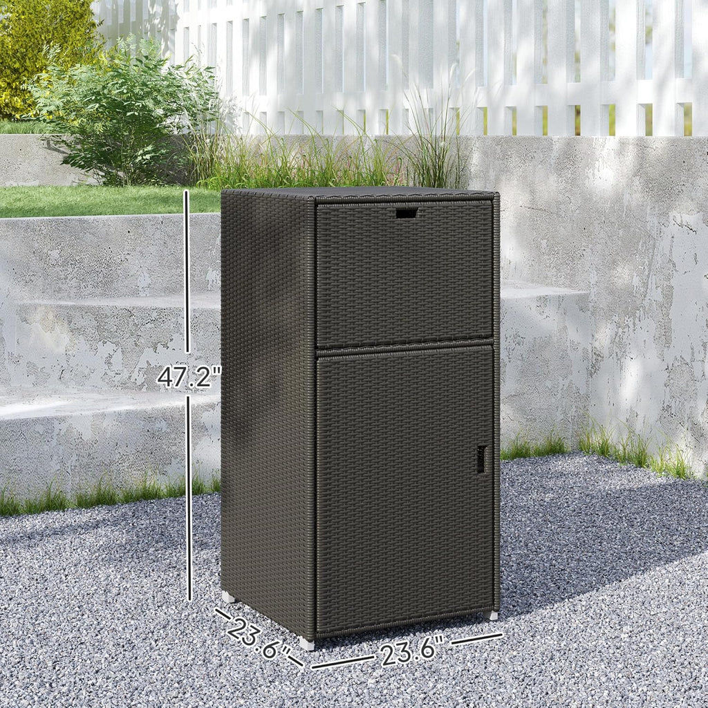 Outsunny Outdoor Towel Rack & Pool Storage Cabinet/Hot Tub Accessory Storage, Waterproof PE Rattan Cabinet & Basket Drawer for Indoor, Swimming Pool, Spa, 24"x24"x47", Dark Brown
