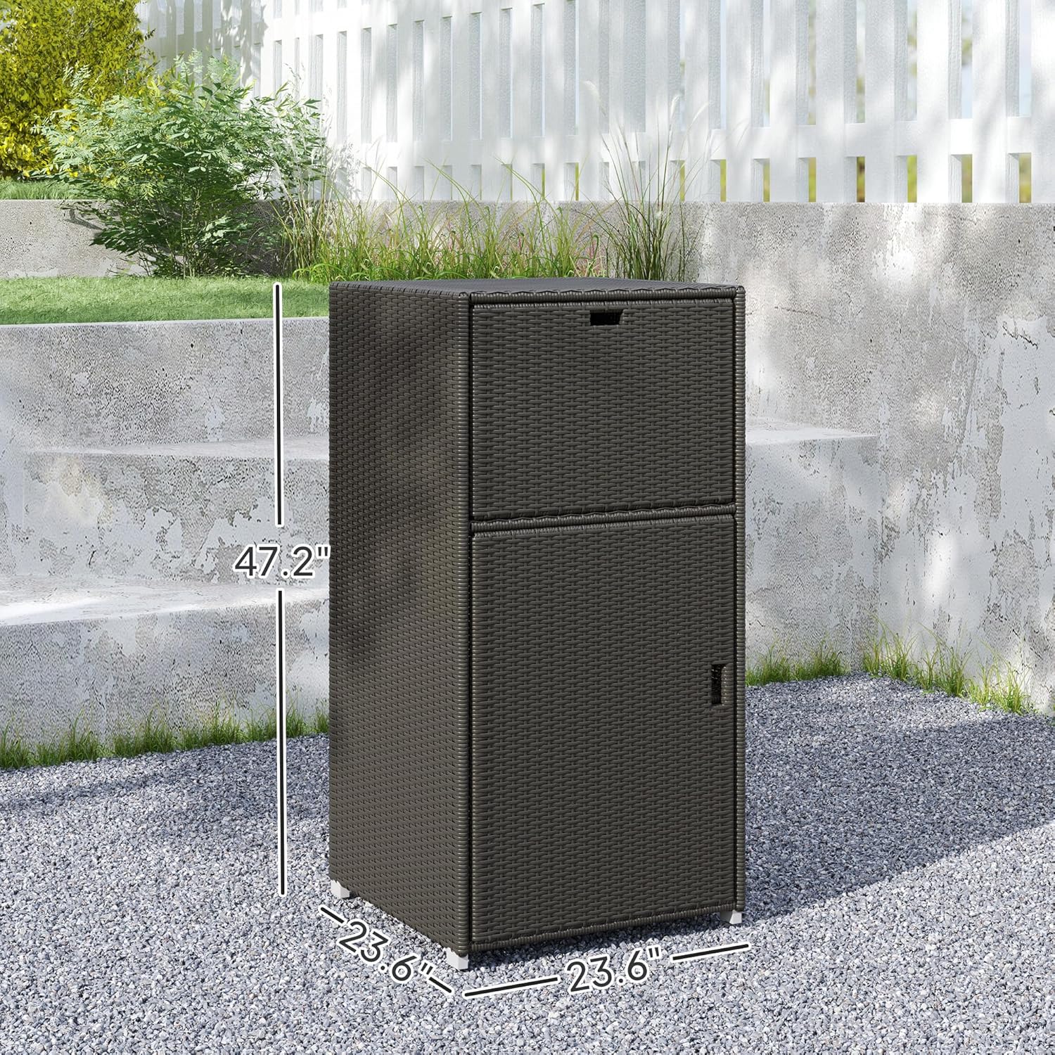 Outsunny Outdoor Towel Rack & Pool Storage Cabinet/Hot Tub Accessory Storage, Waterproof PE Rattan Cabinet & Basket Drawer for Indoor, Swimming Pool, Spa, 24"x24"x47", Dark Brown