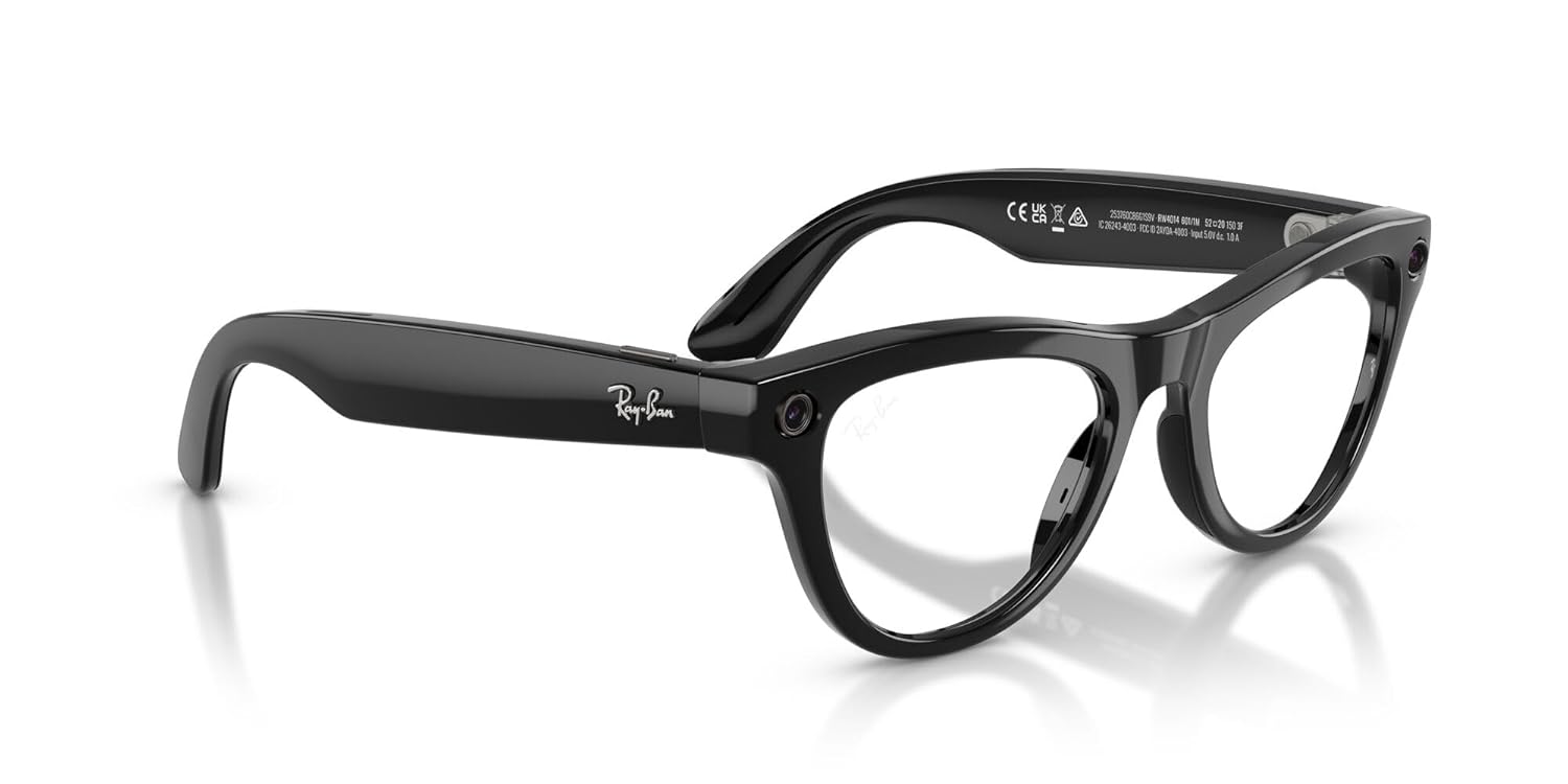 Ray-Ban Meta (Gen 2), Skyler, Shiny Black | Smart AI Glasses for Men, Women — 2x Battery Life — 3K Ultra HD Resolution — 12 MP Ultra-Wide Camera, Audio, Video — Transitions® Graphite Green Lenses